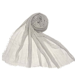 Plain stole in crinkled cotton fabric - Grey